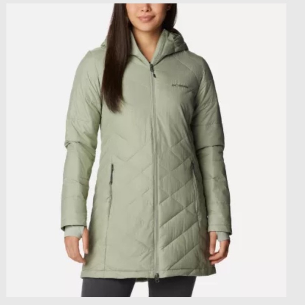 NWOT Columbia Women's Heavenly Long Hooded Jqcket Sage Green XL